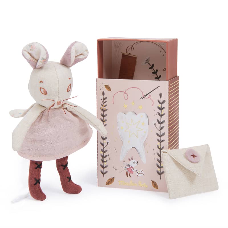 Image of MOULIN ROTY by Speedy Monkey - Tooth Fairy Mouse Souvenir Box - Stuffed Toy